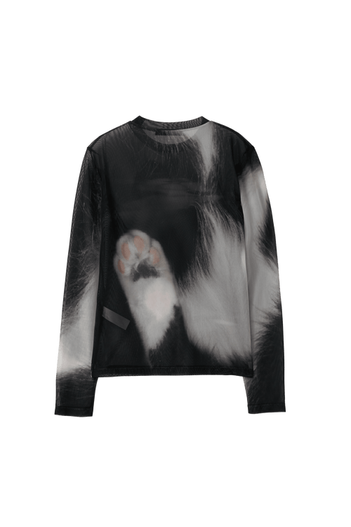 Feline Long Sleeve Mesh Top