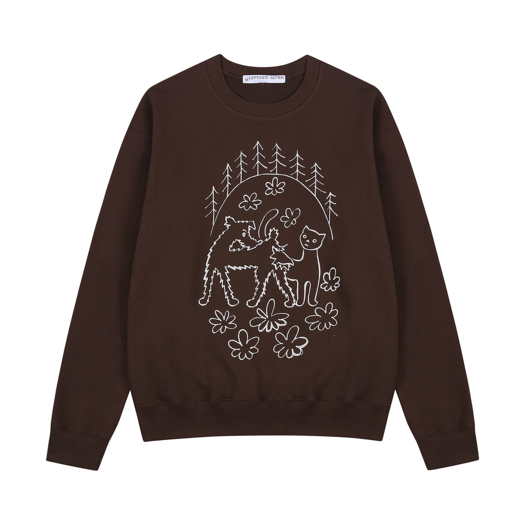 Puss & Pup Crewneck - Chocolate