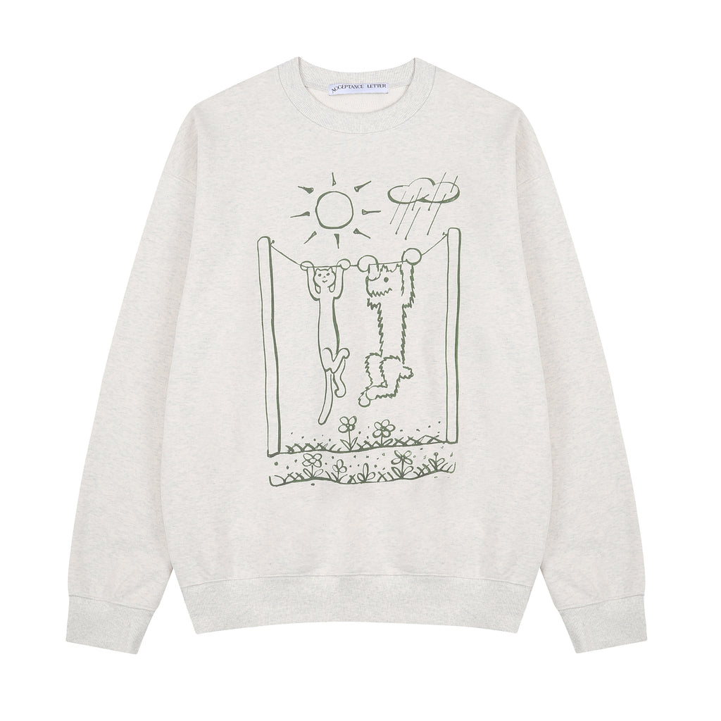 Paw & Purr Crewneck - Pastel Gray