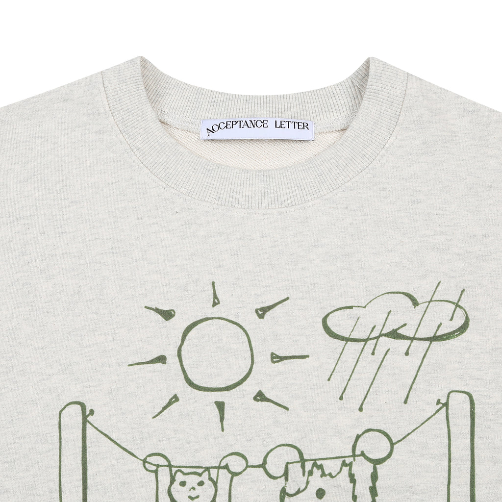 Paw & Purr Crewneck - Pastel Gray