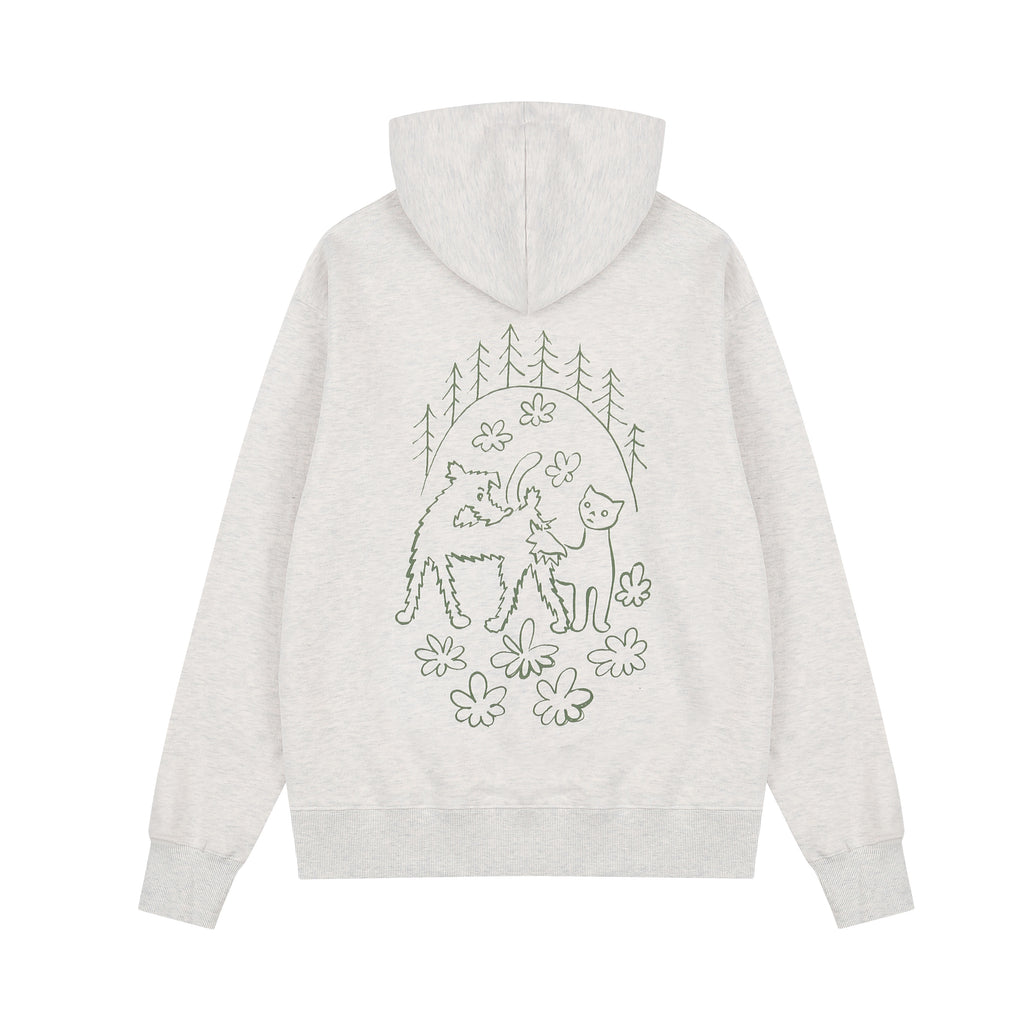 Puss & Pup Hooded Sweatshirt - Pastel Gray